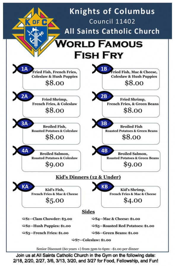 All Saints Famous Fish Frys (menu included) The Aha! Connection