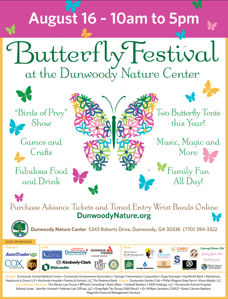 Butterfly Festival at the Dunwoody Nature Center on August 16th The