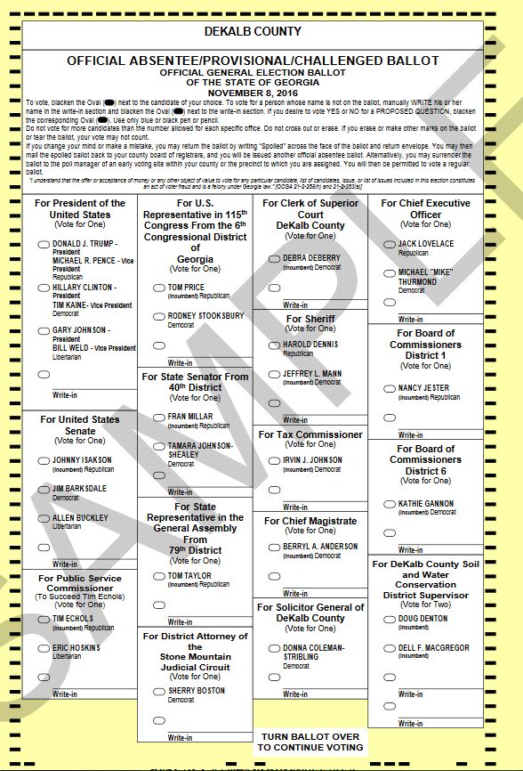 DeKalb Sample Ballot - The Aha! Connection