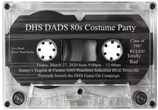 Cancelled:  DHS DADS 80s Costume Party featuring 80s band: Klaus' Band Kamp