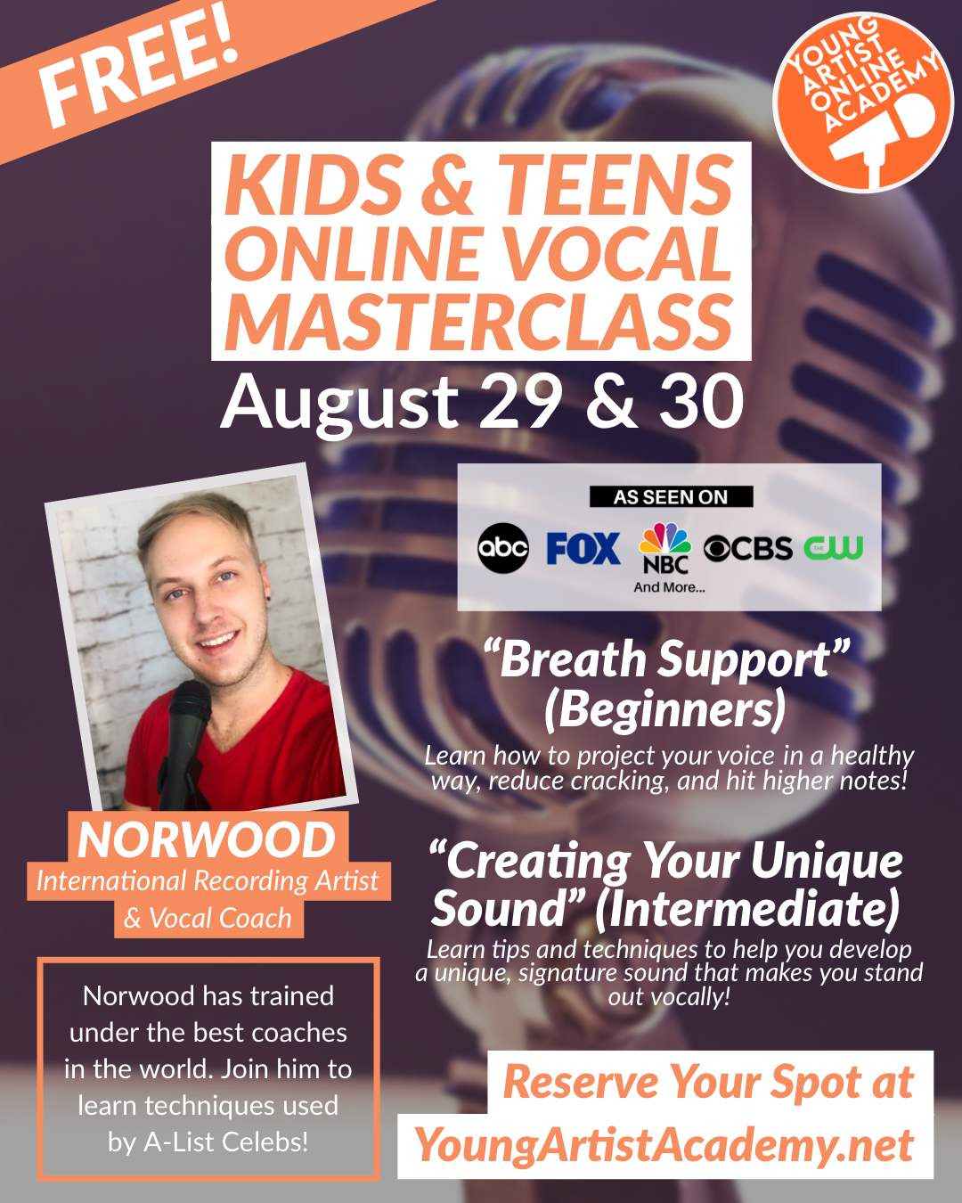 Kids & Teens Online Vocal Master Class