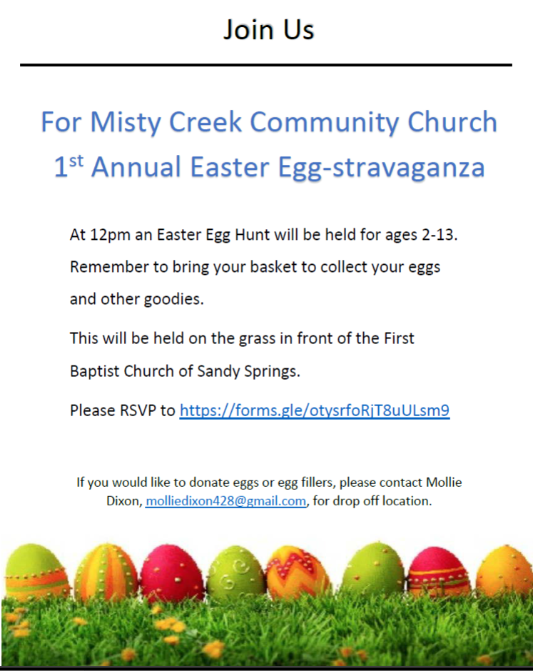 Misty Creek Community Church Easter Egg Hunt Eggstravaganza